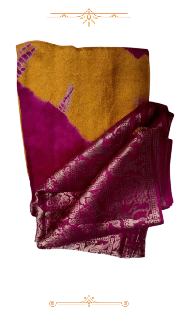 Yellow & Red Banarasi Silk Saree – Premium Elegance & Luxury - Image 2