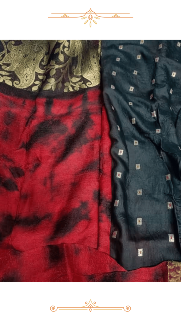 Luxurious Banarasi silk saree in red & black with a royal golden sheen