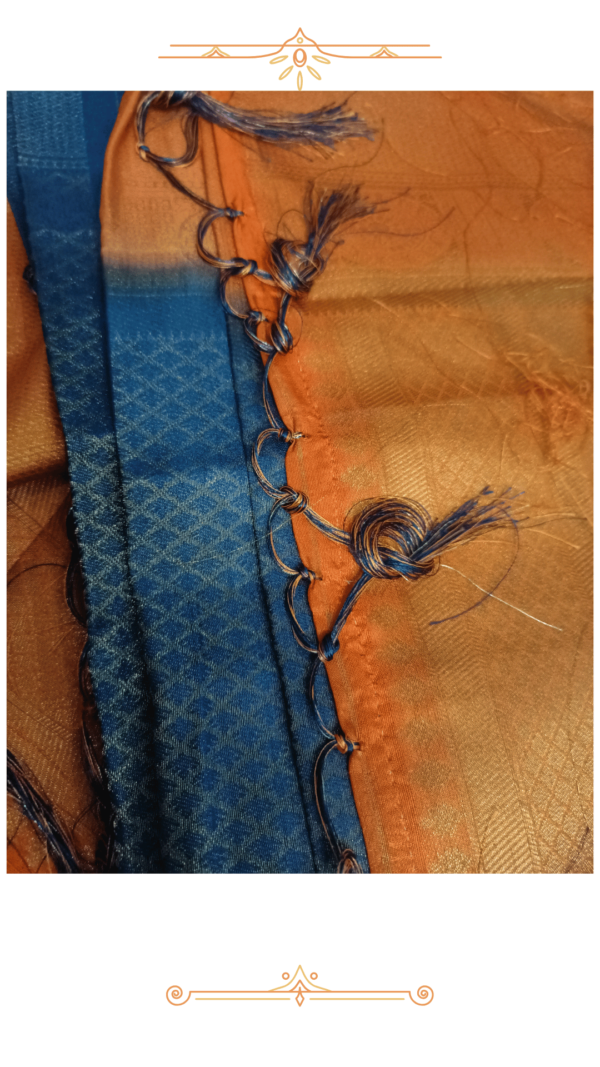 Detailed View of Blue Border & Golden Weaving