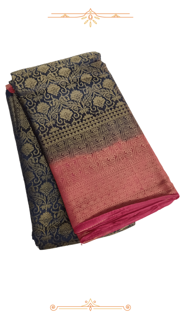 Red Blue Gold Banarasi Designer Saree with Zari Work – Premium Silk"
