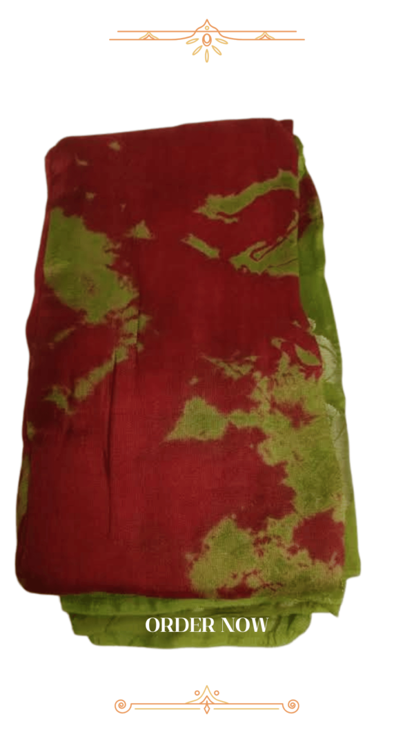 Folded back view of Green & Red Banarasi Silk Saree
