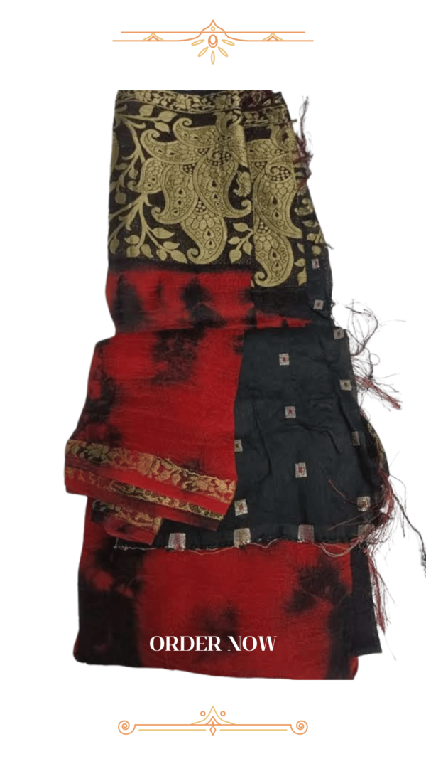🔥Red & Black Banarasi Silk Saree – Premium Handwoven Elegance - Image 2