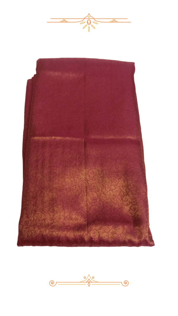 Backside View of Folded Red Banarasi Silk Saree with Gold Border
