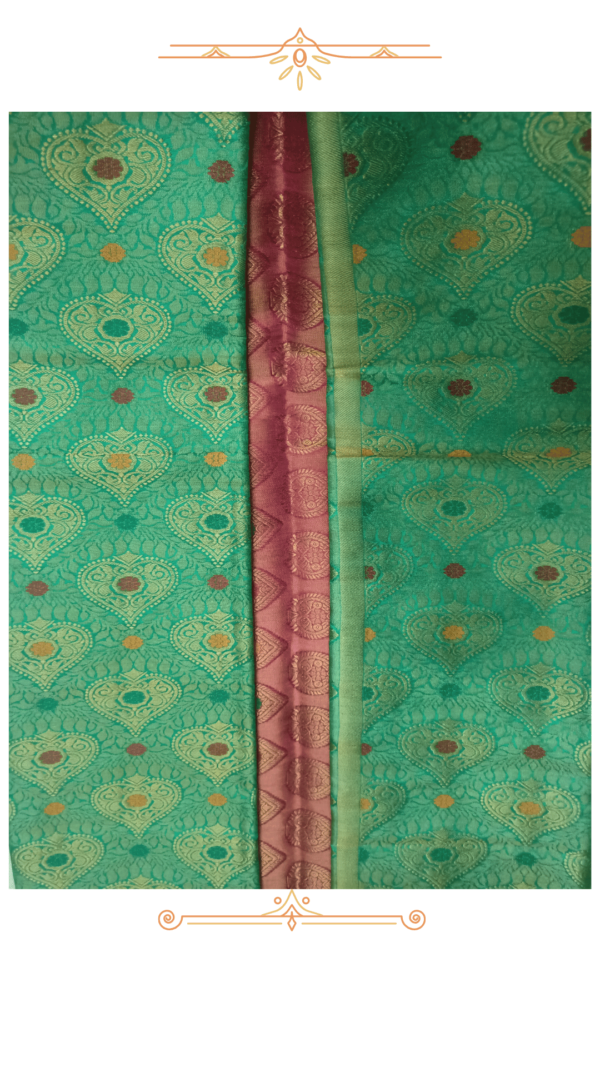 "🌿 Green & Pink Banarasi Silk Saree – Premium Handwoven Elegance" - Image 2