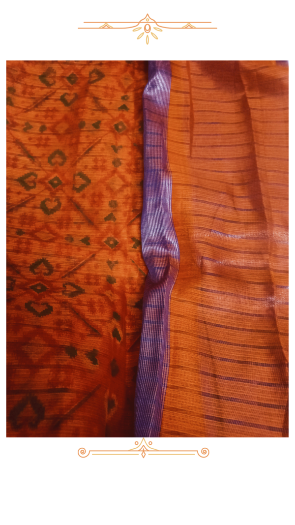Designer blouse and silk saree border with intricate detailing