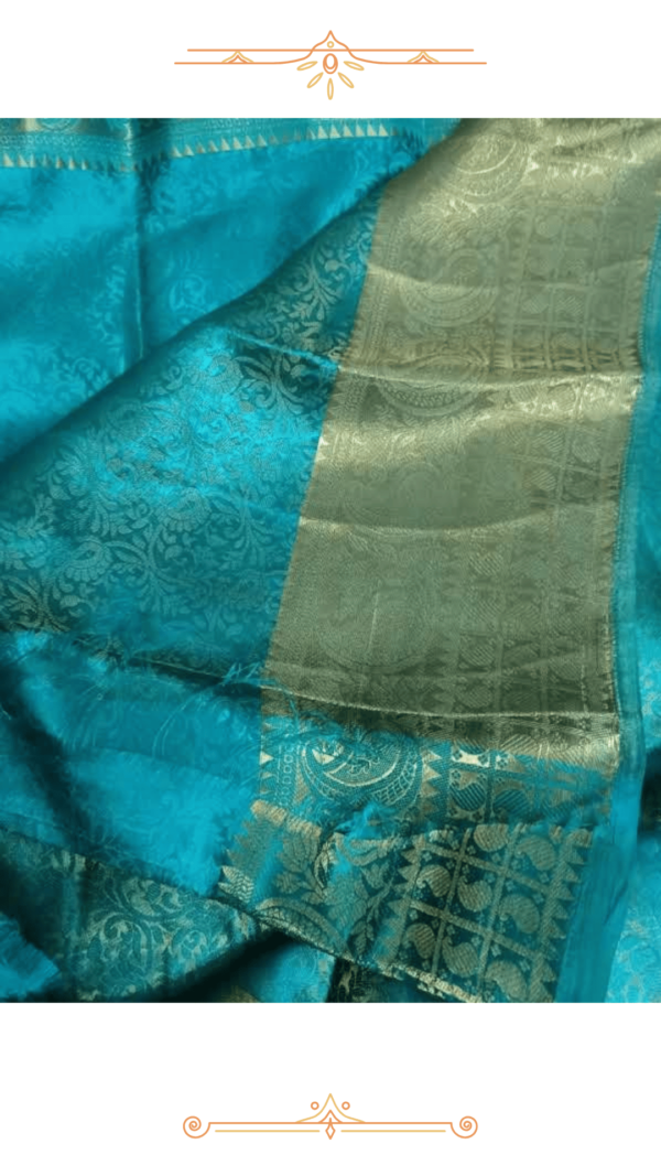 🌸 Pink & Green Banarasi Silk Saree – Luxurious Handwoven Beauty - Image 4