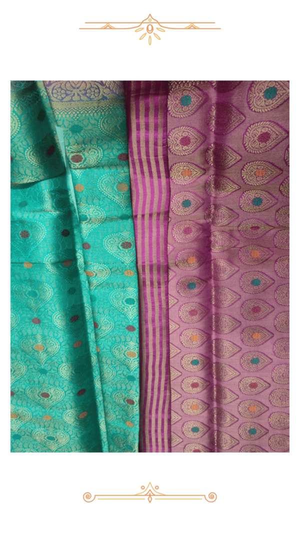 Intricate golden zari work on a pink border Banarasi Silk Saree