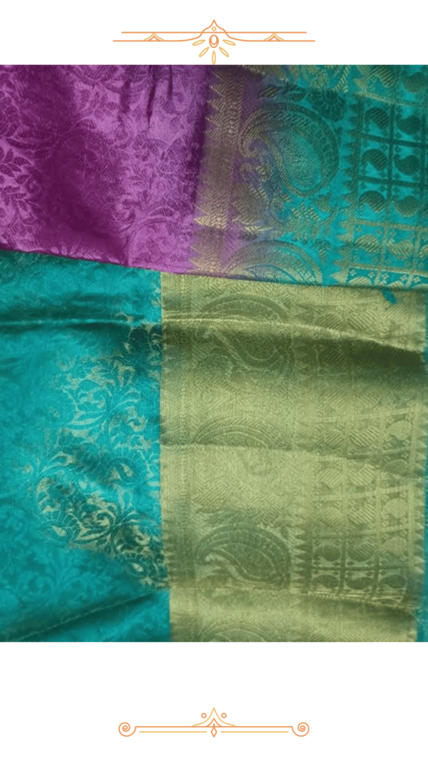 🌸 Pink & Green Banarasi Silk Saree – Luxurious Handwoven Beauty - Image 3