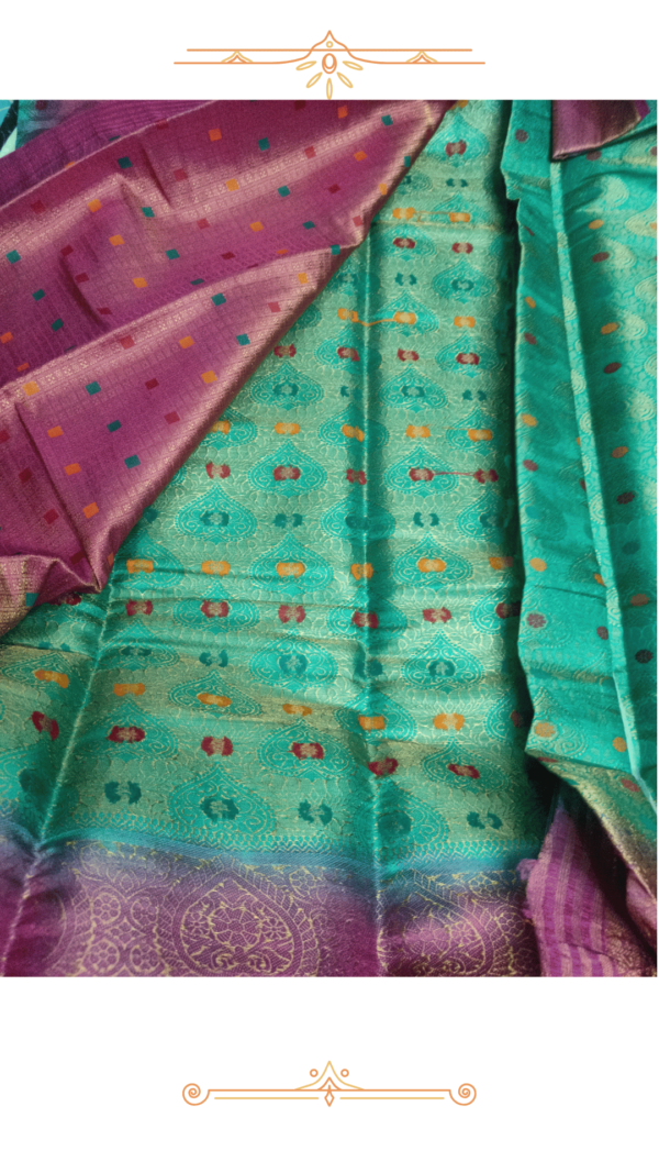 "🌿 Green & Pink Banarasi Silk Saree – Premium Handwoven Elegance" - Image 4