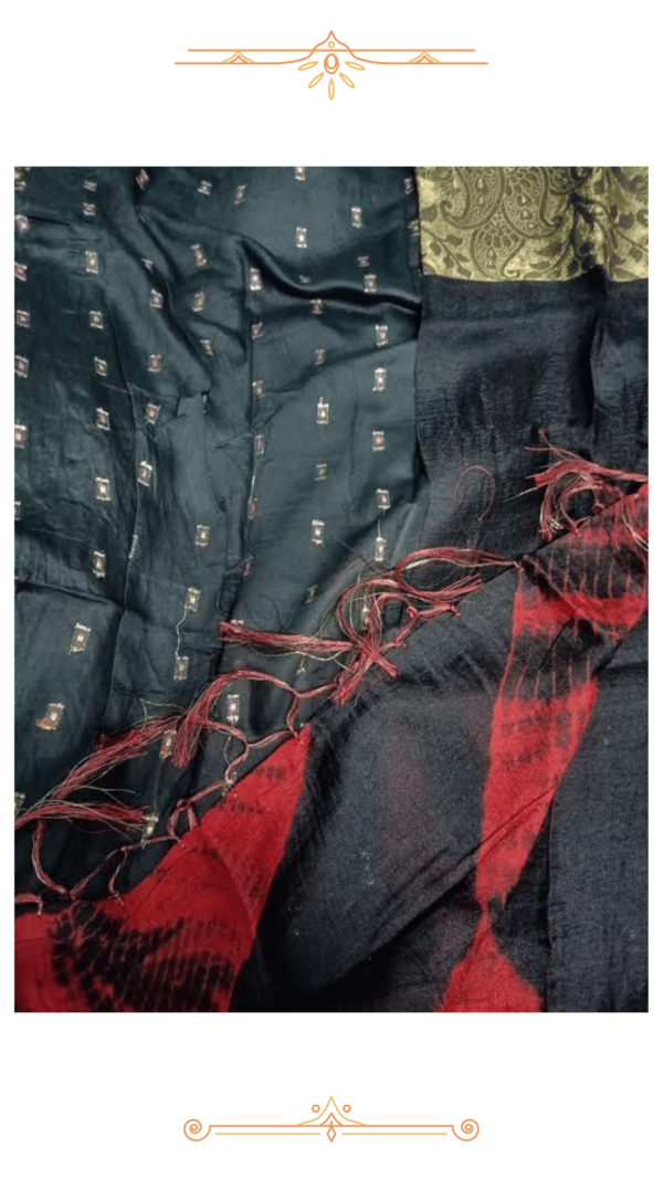 Inner fabric of the Red & Black Banarasi Silk Saree showcasing fine weaving