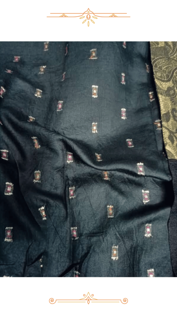 design black blouse piece for Banarasi Silk Saree with golden color.