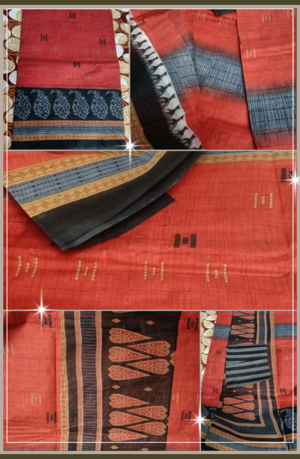 Red Saree with Black Border – Stunning Festive Look - Image 4