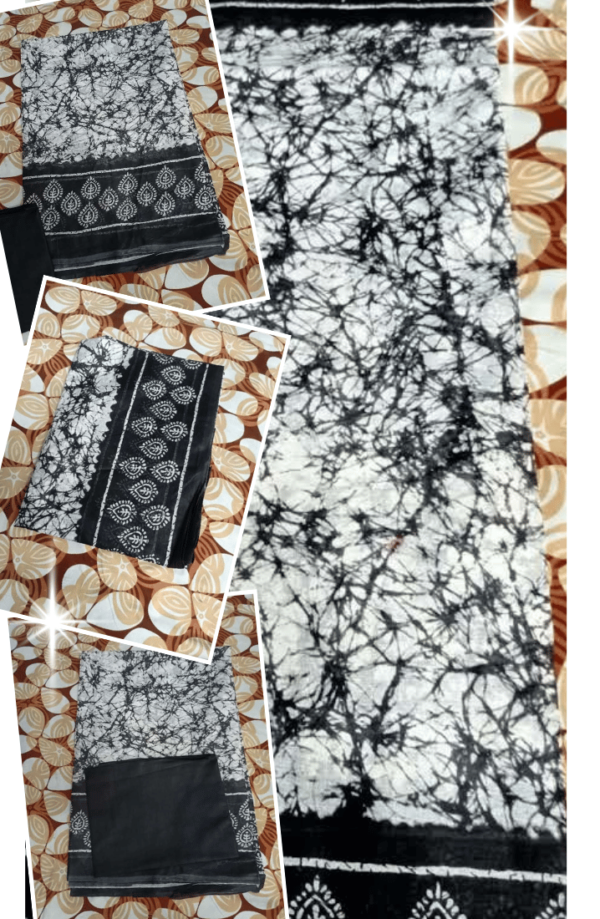 White and Black Designer Cotton Saree – Minimal & Elegant Style