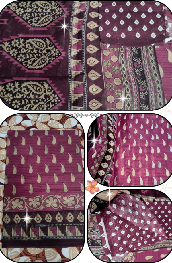 Maroon Red Cotton Designer Saree – Elegant Ethnic Style - Image 3