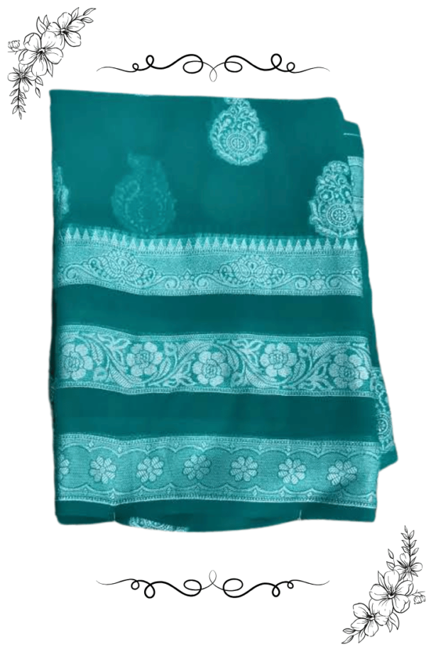 Green fancy sareee Green Premium Fancy Saree Front View