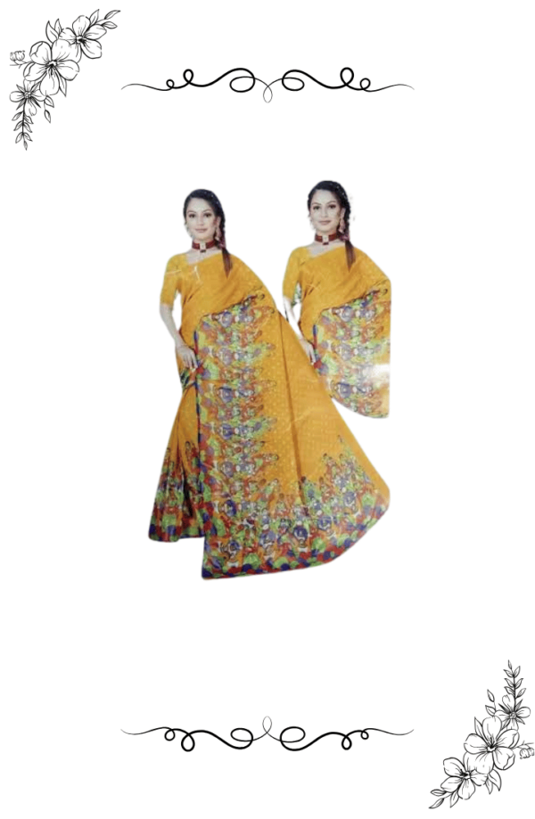 "Woman Draped in Elegant Brasso Saree – Pose in Natural Light"