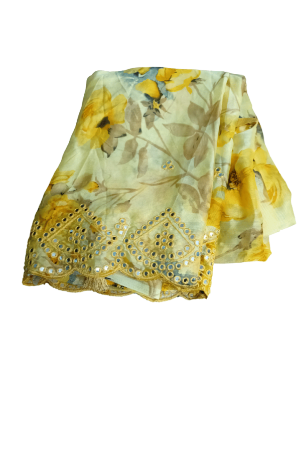 Yellow Floral Georgette Saree – Elegant & Affordable - Image 2