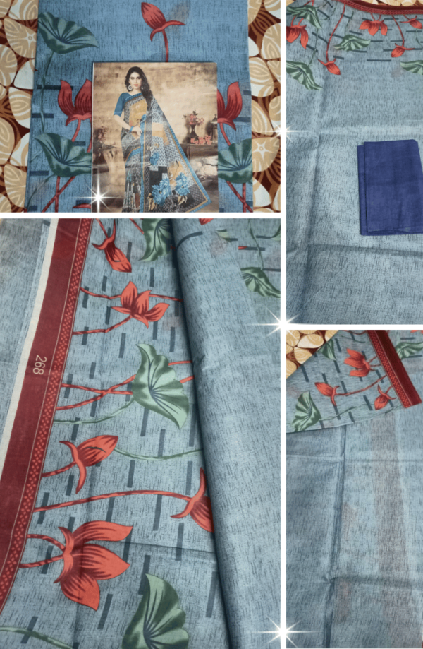 Grey Designer Saree with Red Border – Elegant Look - Image 2
