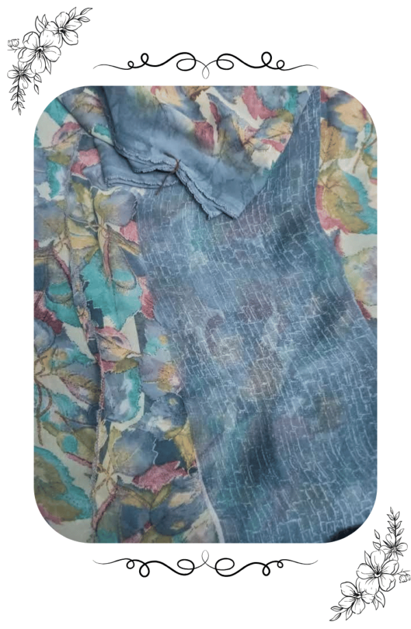 Sky Blue Smooth Soft Floral Lace Saree - Image 11