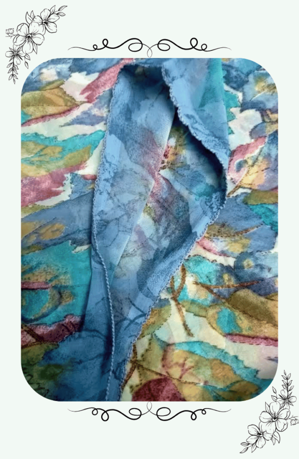 Close-Up of Sky Blue Lace Saree Border with Floral Detailing
