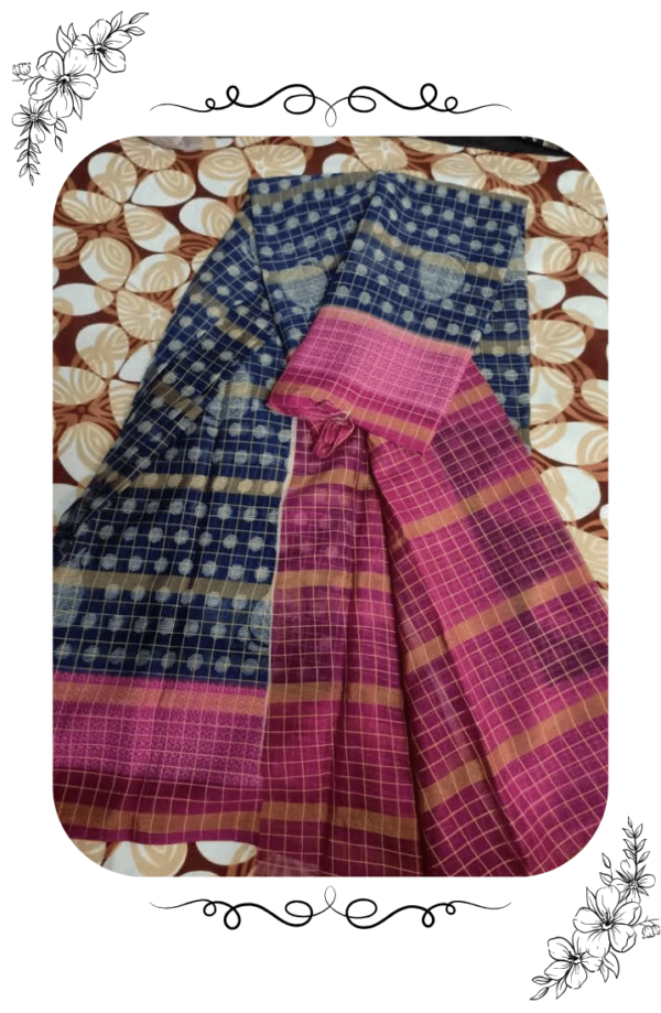 Inner view of fancy blue saree showing fabric texture
