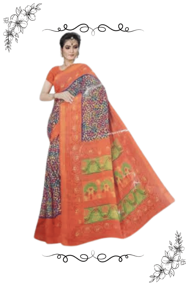 Woman Wearing Dark Brasso Saree Front View
