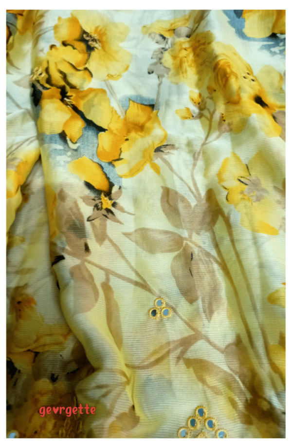 Yellow Floral Georgette Saree – Elegant & Affordable - Image 3