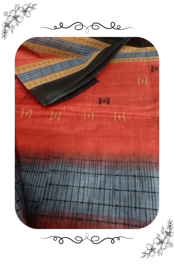 Red Saree with Black Border – Stunning Festive Look - Image 3