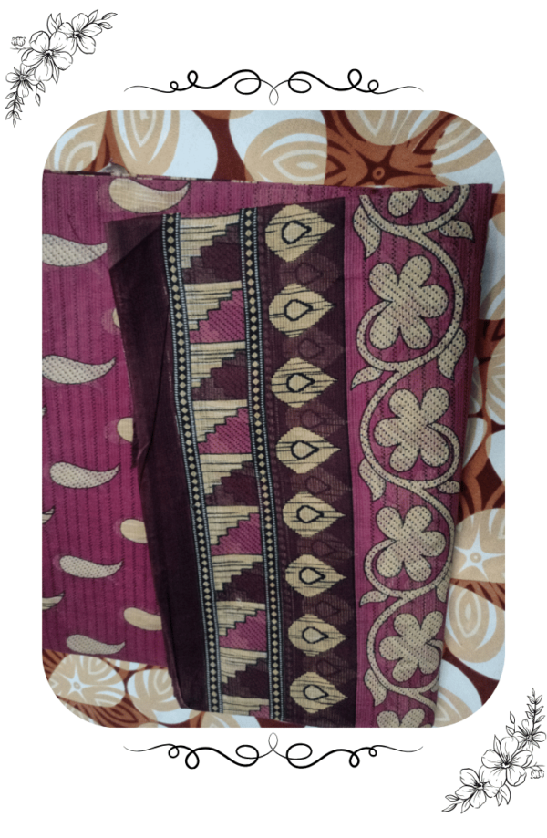 Designer border of maroon red cotton saree