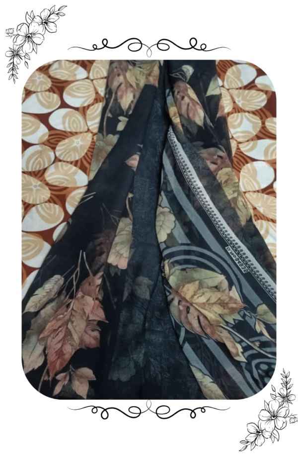 Black Floral Punam Saree – Soft Designer Elegance for All Occasions - Image 9