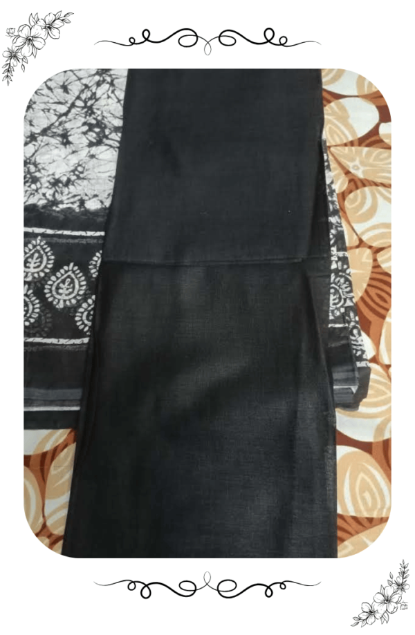 Black blouse piece matching the white and black designer cotton saree