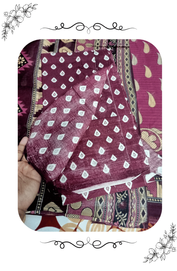 Unstitched blouse piece for maroon red cotton saree