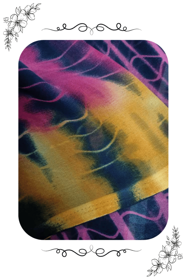 Close-up of the design on the dark blue Punam Saree