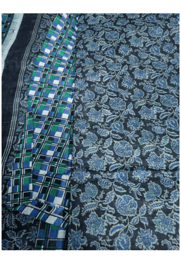 Blue cotton saree blouse view