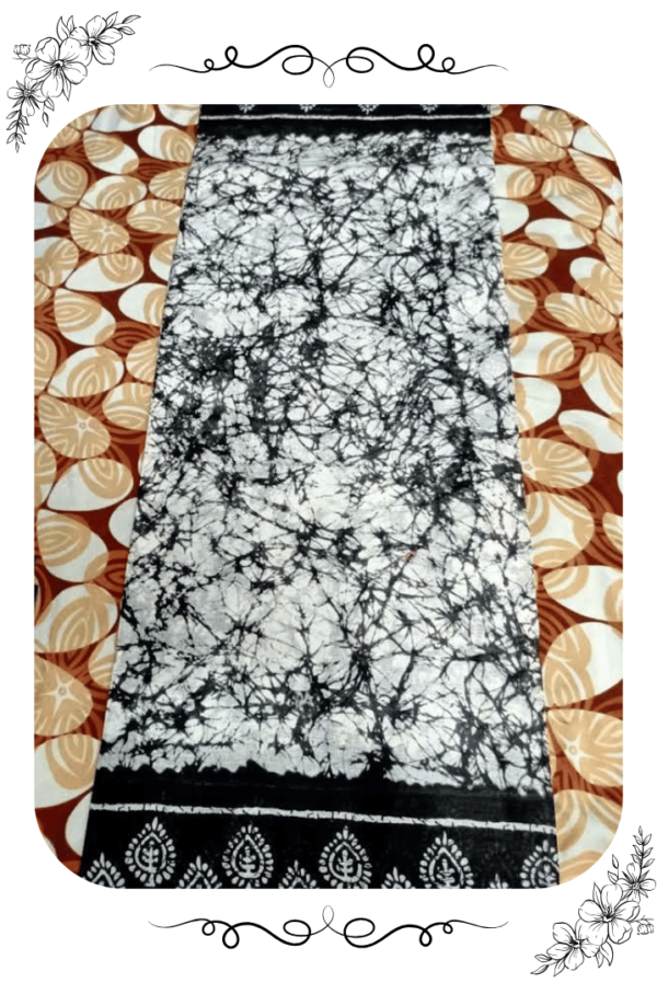 White and Black Designer Cotton Saree – Minimal & Elegant Style - Image 10