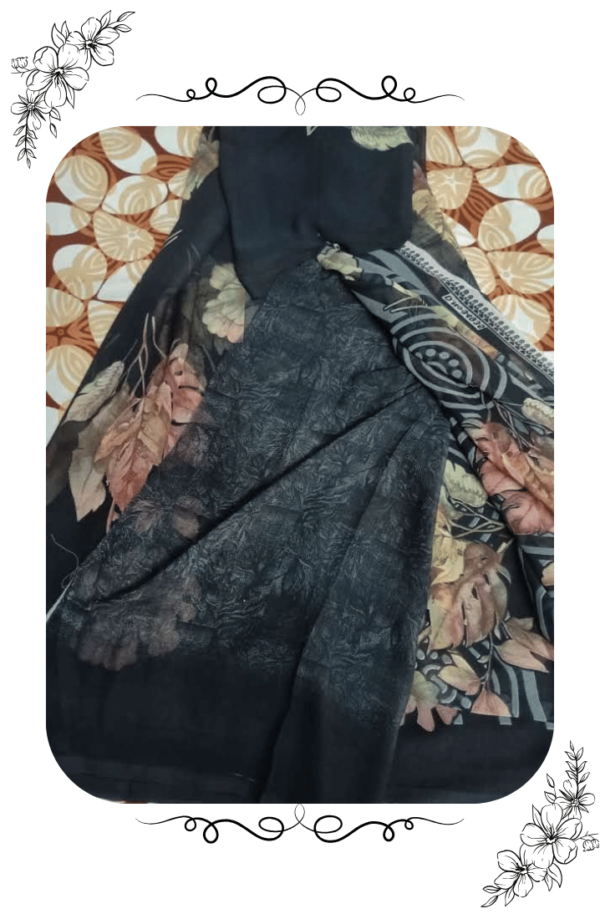 Black Floral Punam Saree – Soft Designer Elegance for All Occasions - Image 7