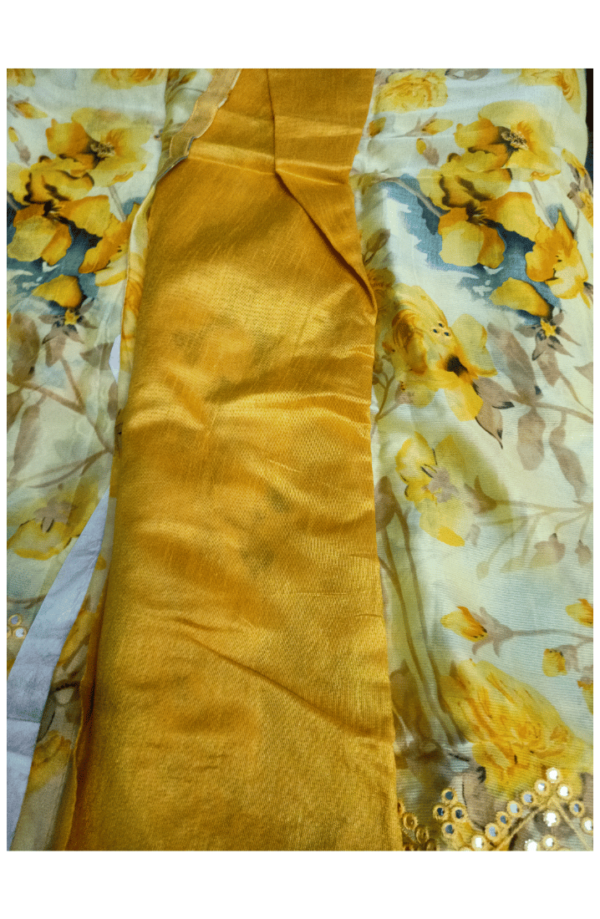 Yellow Floral Georgette Saree – Elegant & Affordable - Image 5