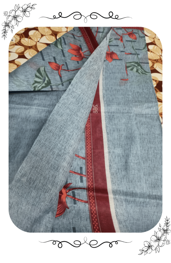 Grey Designer Saree with Red Border – Elegant Look - Image 6