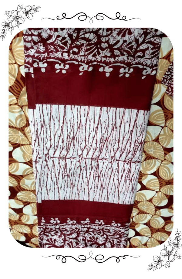 Red and Ceramic White Cotton Saree – Classy Contrast Elegance - Image 4