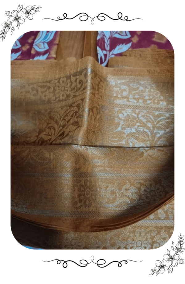 Broad golden border of red silk saree
