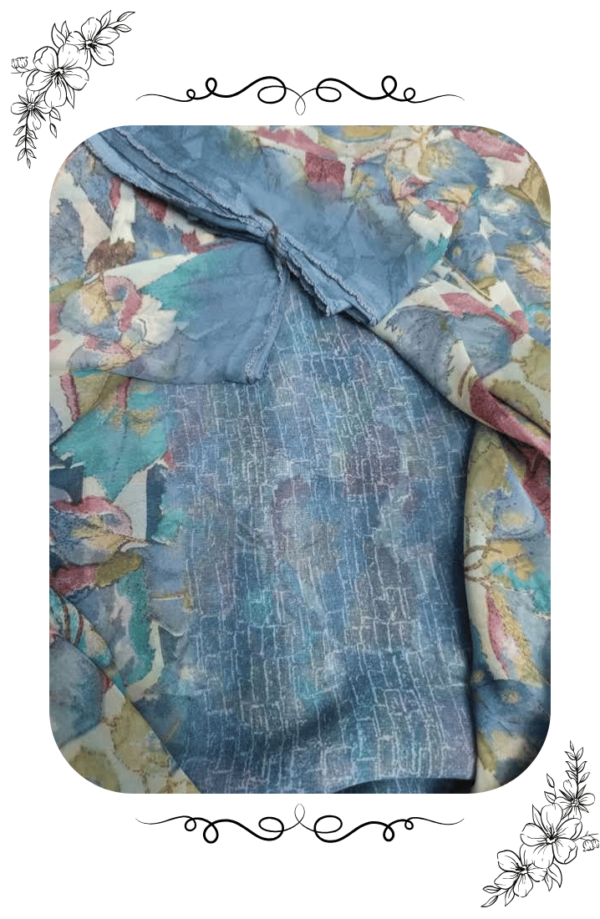 Sky Blue Smooth Soft Floral Lace Saree - Image 4