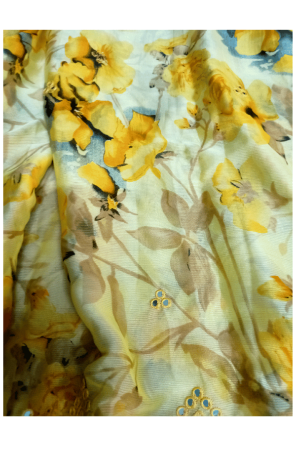 Yellow Floral Georgette Saree – Elegant & Affordable - Image 6