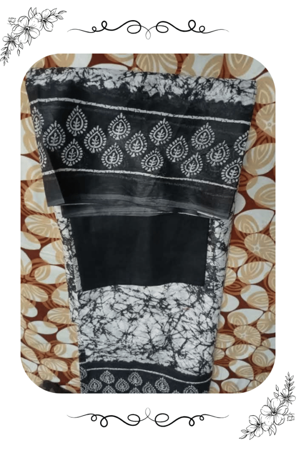 White and Black Designer Cotton Saree – Minimal & Elegant Style - Image 8