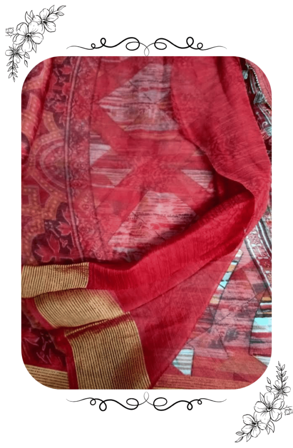 Elegant Red Georgette Saree with Gold Embellished Border – Lightweight Party Wear - Image 7
