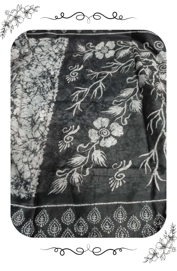 White and Black Designer Cotton Saree – Minimal & Elegant Style - Image 6