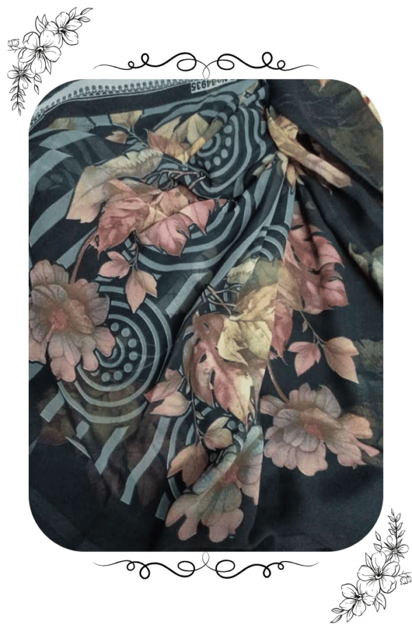 Floral Design on Black Saree